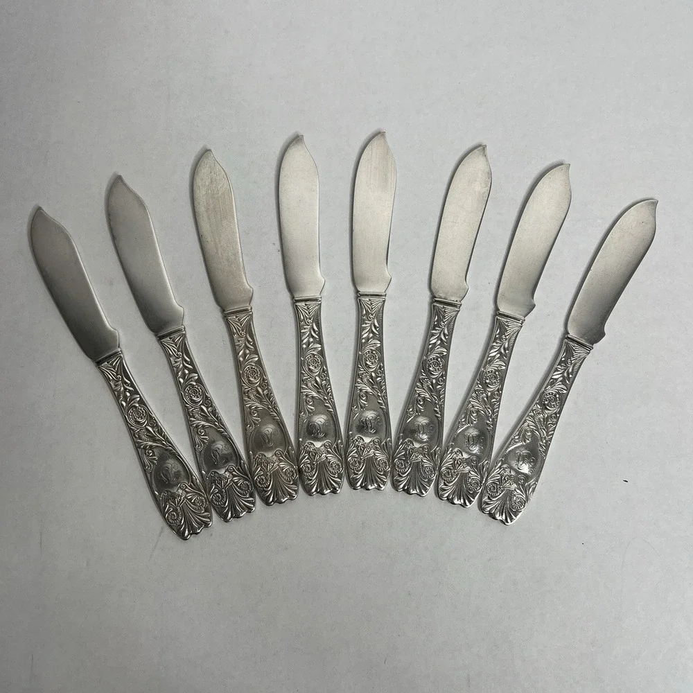 Gorham Silver Silverplate 1888 ROYAL Flat Handle Master Butter Knife Set 8 GSROY